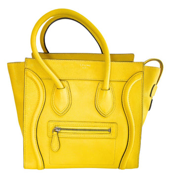 Celine Handbag 167793 Leather Yellow Micro Shopper Luggage Women