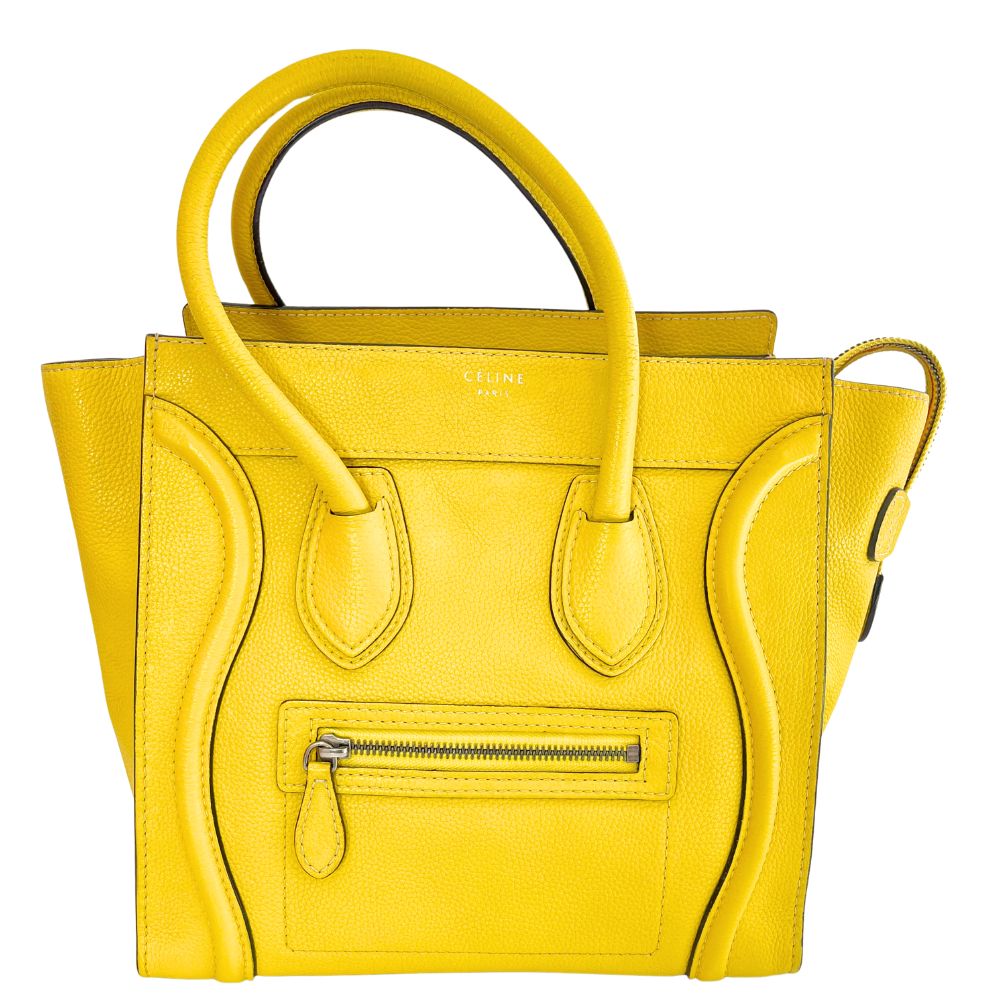 Celine Handbag 167793 Leather Yellow Micro Shopper Luggage Women