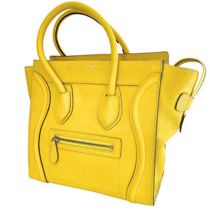Celine Handbag 167793 Leather Yellow Micro Shopper Luggage Women
