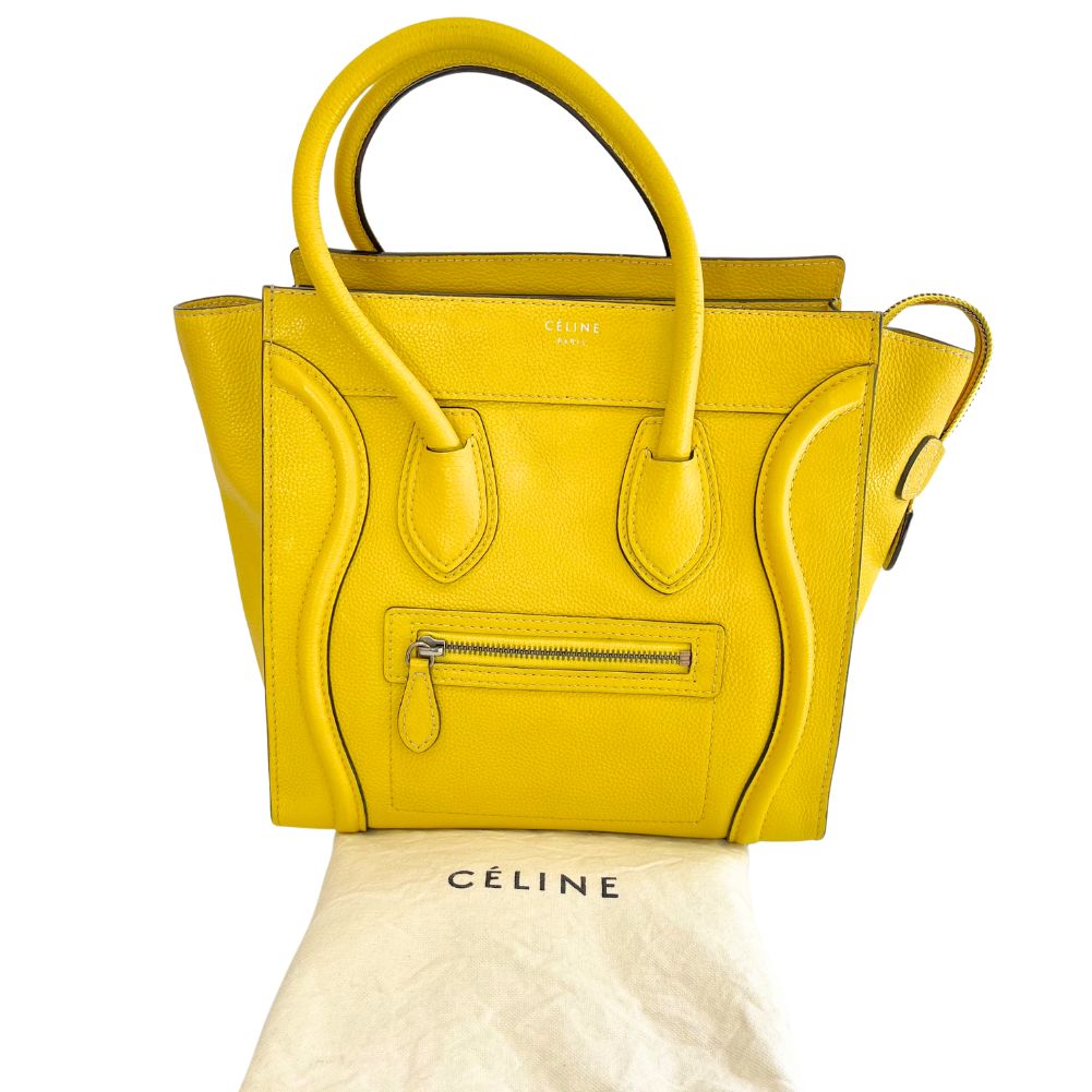 Celine Handbag 167793 Leather Yellow Micro Shopper Luggage Women