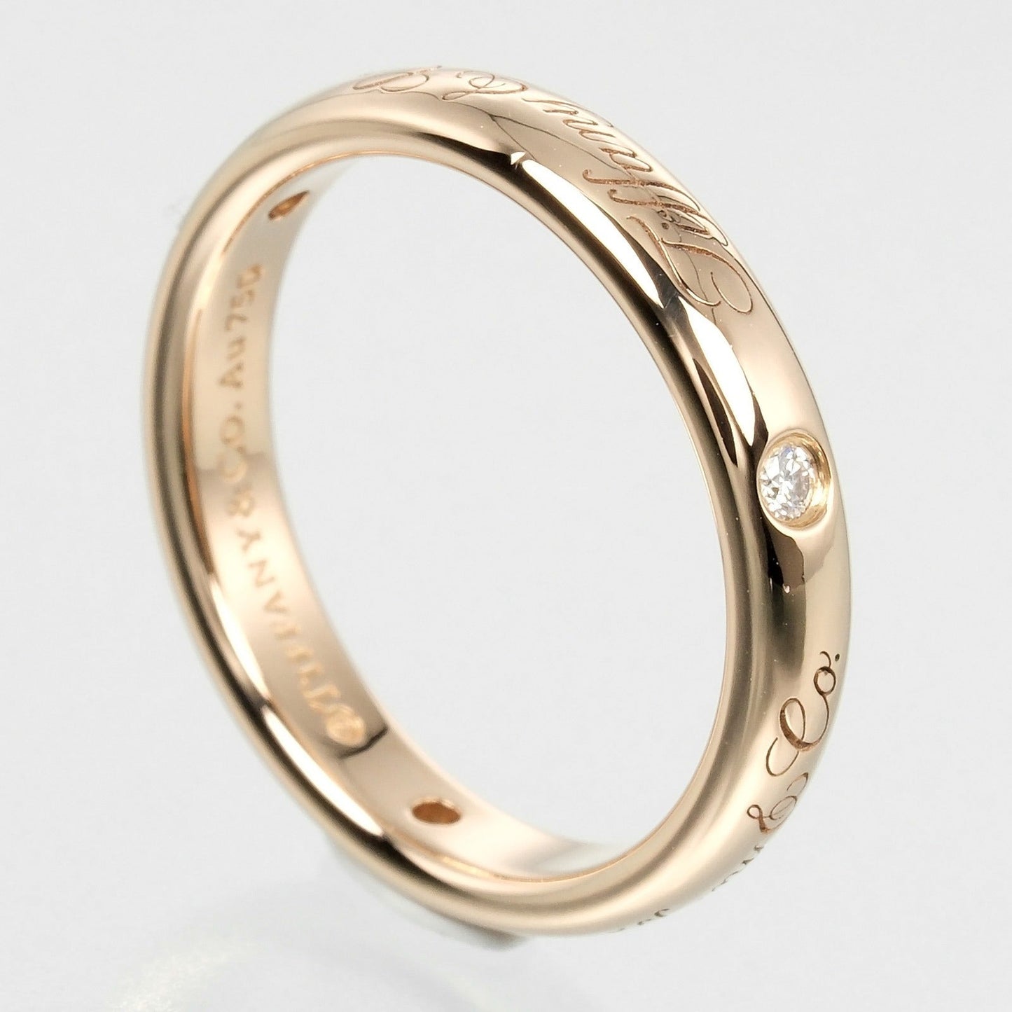 Tiffany&Co. Ring K18 Pink Gold, Diamond Gold Notes Lucida Women