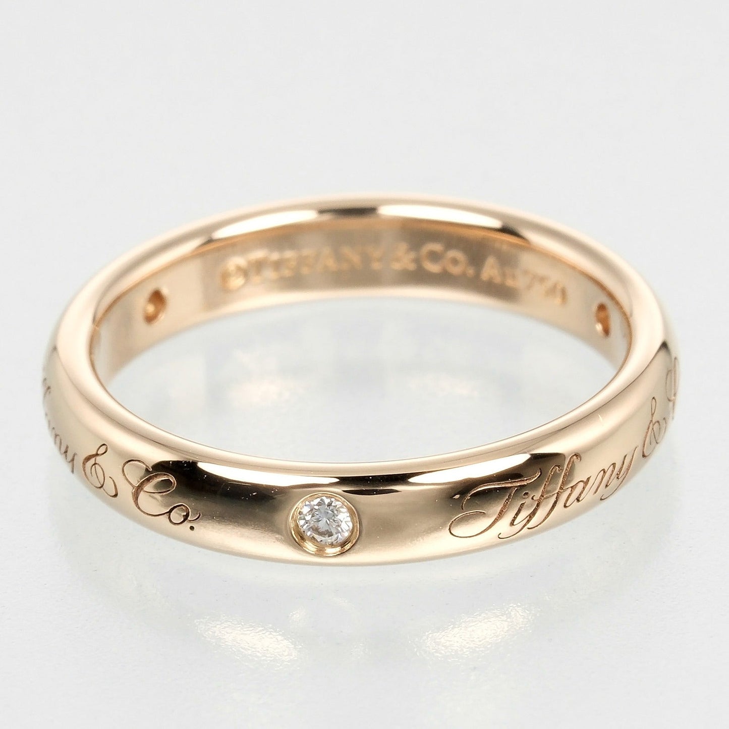 Tiffany&Co. Ring K18 Pink Gold, Diamond Gold Notes Lucida Women