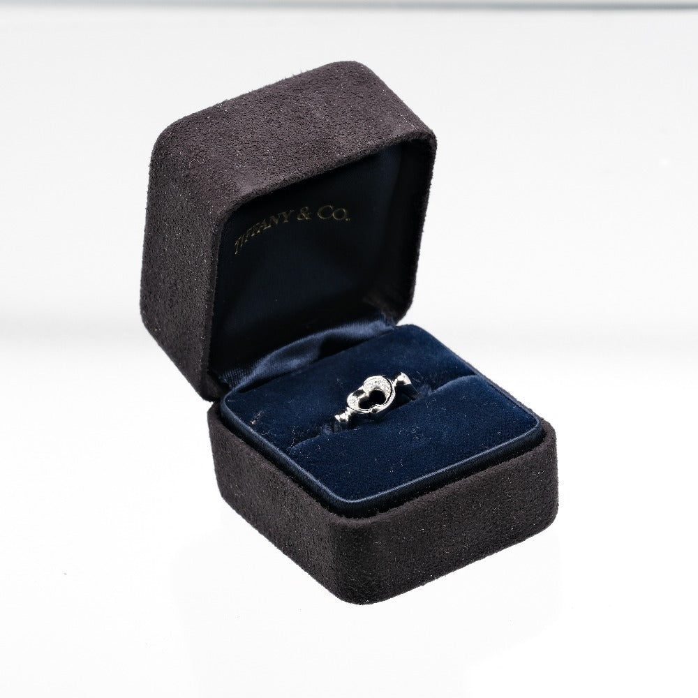 Tiffany&Co. Ring Pt950Platinum, 6P Diamond Silver Open Heart Women