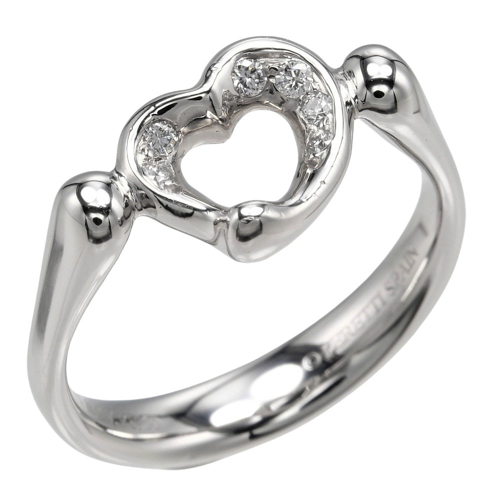 Tiffany&Co. Ring Pt950Platinum, 6P Diamond Silver Open Heart Women