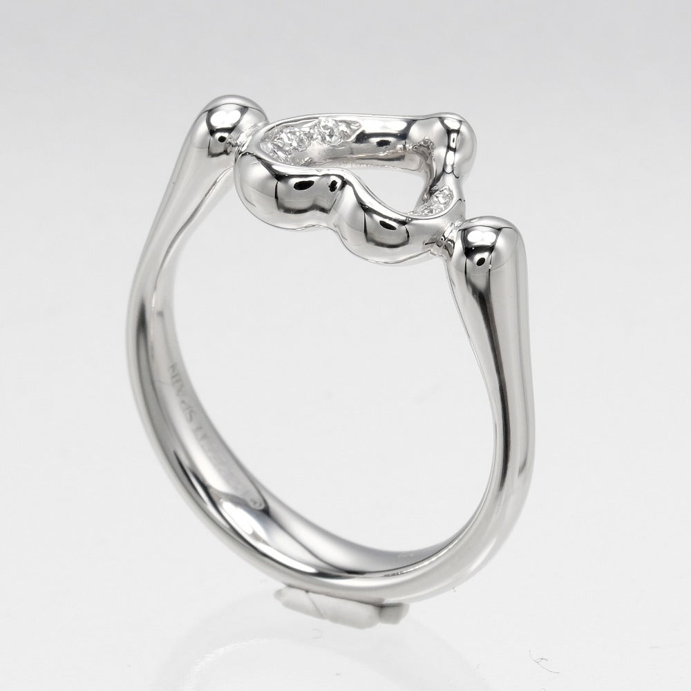 Tiffany&Co. Ring Pt950Platinum, 6P Diamond Silver Open Heart Women