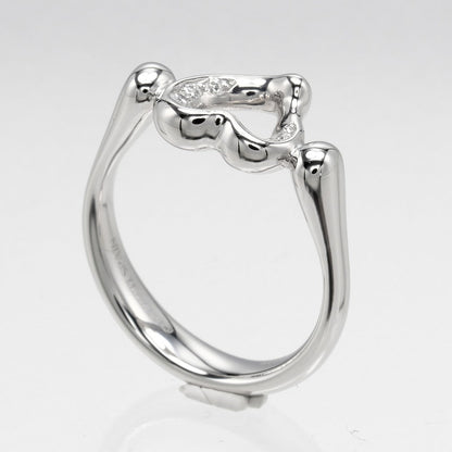 Tiffany&Co. Ring Pt950Platinum, 6P Diamond Silver Open Heart Women