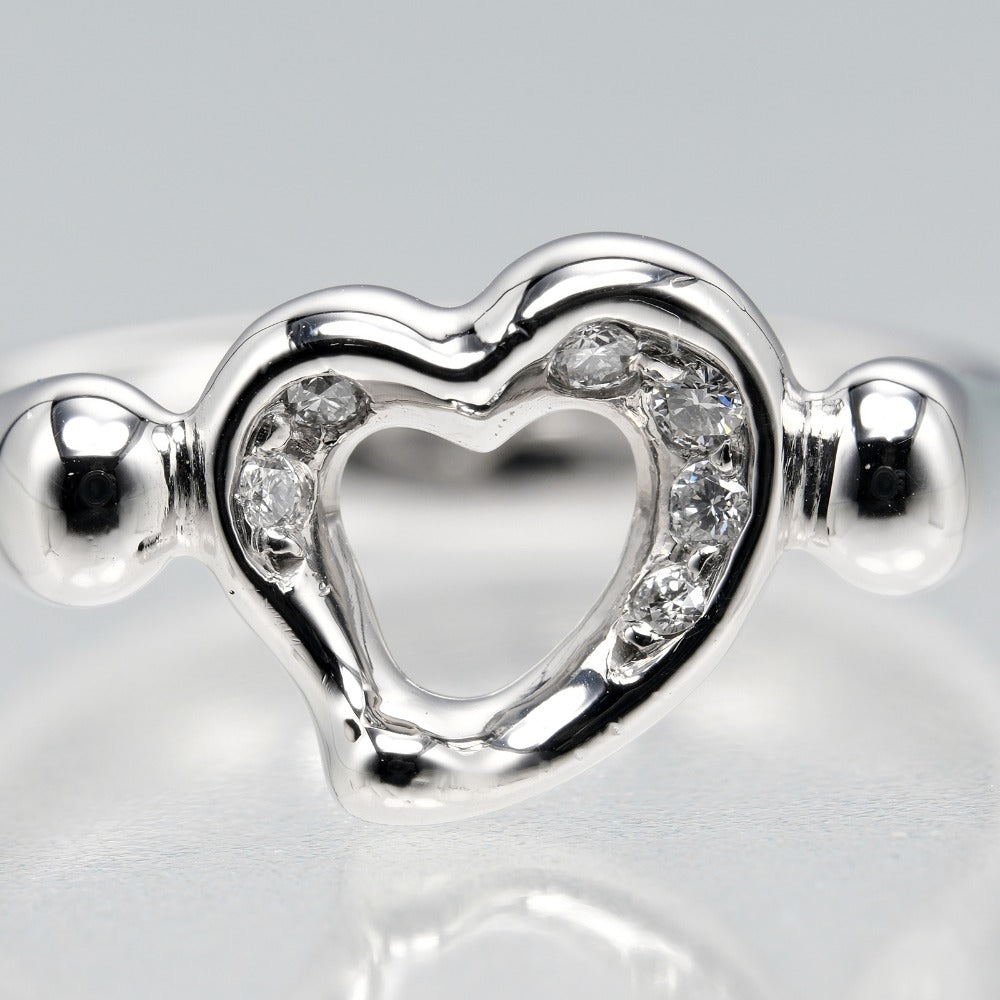 Tiffany&Co. Ring Pt950Platinum, 6P Diamond Silver Open Heart Women