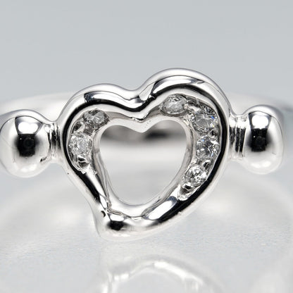 Tiffany&Co. Ring Pt950Platinum, 6P Diamond Silver Open Heart Women