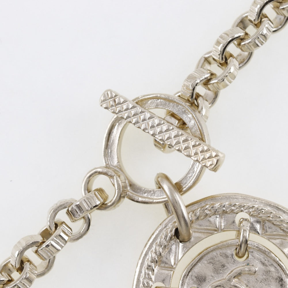 Chanel Necklace Plated Gold Silver Earring 2-Piece Set Women