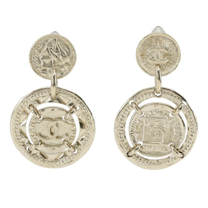 Chanel Necklace Plated Gold Silver Earring 2-Piece Set Women