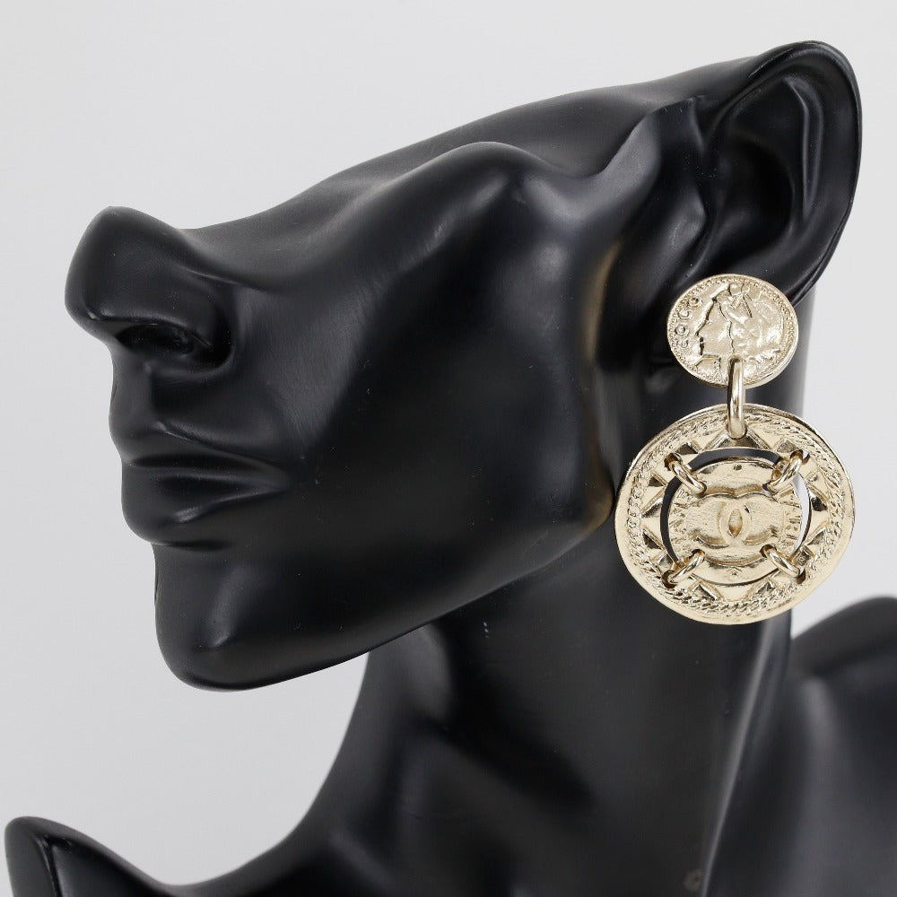 Chanel Necklace Plated Gold Silver Earring 2-Piece Set Women