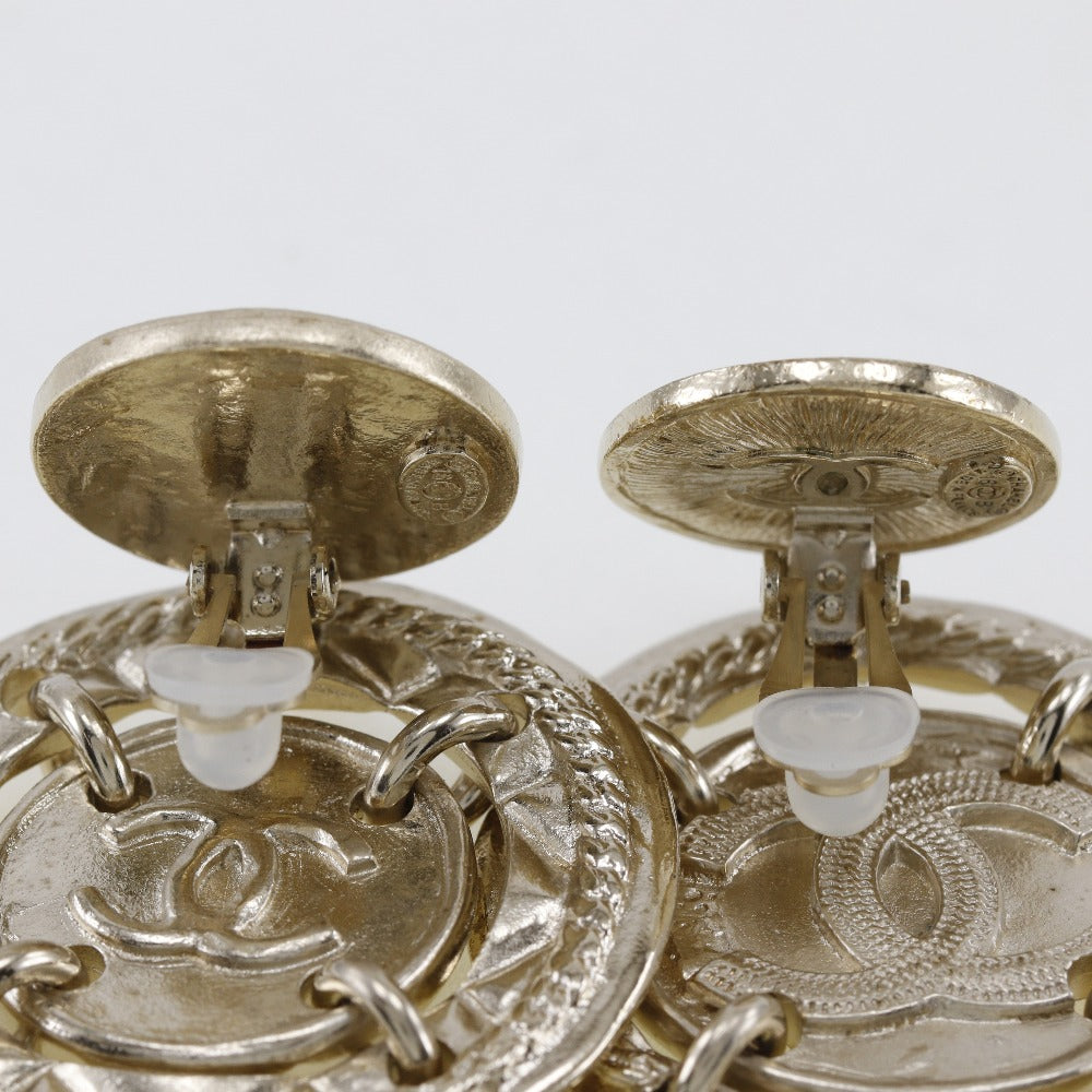 Chanel Necklace Plated Gold Silver Earring 2-Piece Set Women