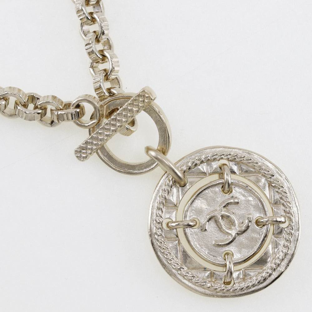 Chanel Necklace Plated Gold Silver Earring 2-Piece Set Women