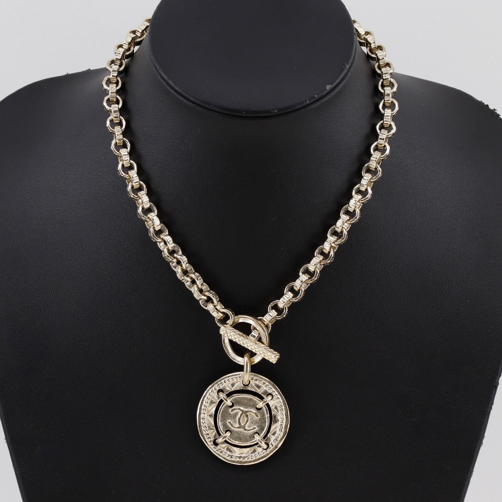 Chanel Necklace Plated Gold Silver Earring 2-Piece Set Women