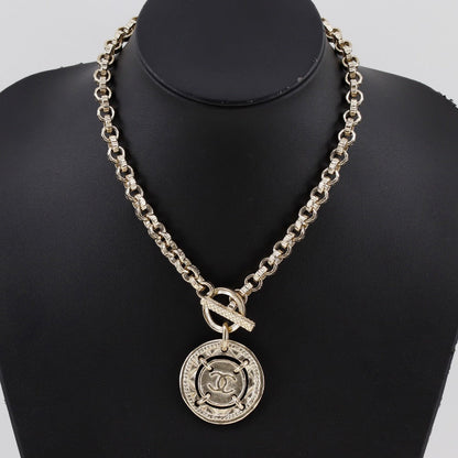 Chanel Necklace Plated Gold Silver Earring 2-Piece Set Women