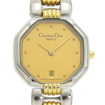 Christian Dior Watches Quartz D48-203 Stainless Steel , Plated Gold Gold Date Swing Octagon Gold