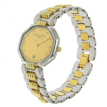 Christian Dior Watches Quartz D48-203 Stainless Steel , Plated Gold Gold Date Swing Octagon Gold