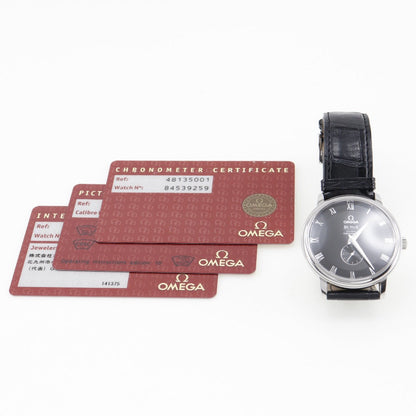 Omega Watches Mechanical Automatic 4813.50 Stainless Steel , Leather Black Cal.2202 Prestige De