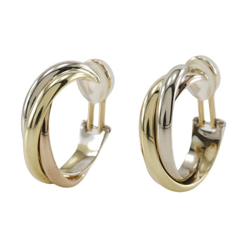 Cartier Earring K18 Gold (Ygxpgxwg) Gold Loop Three Color Trinity Women