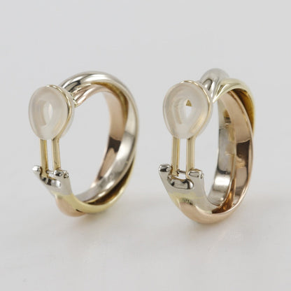 Cartier Earring K18 Gold (Ygxpgxwg) Gold Loop Three Color Trinity Women