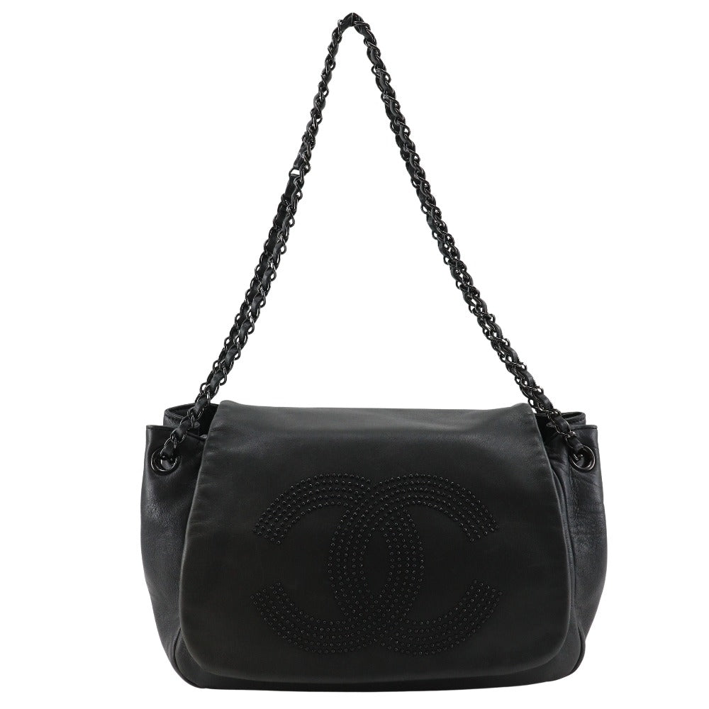 Chanel Shoulder Bag Lambskin Black Studs Coco Mark Wchainshoulder Women