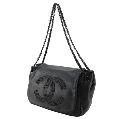 Chanel Shoulder Bag Lambskin Black Studs Coco Mark Wchainshoulder Women