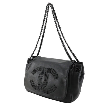 Chanel Shoulder Bag Lambskin Black Studs Coco Mark Wchainshoulder Women