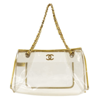 Chanel Tote Bag Plastics Gold / Clear Chain Tote Coco Mark Women