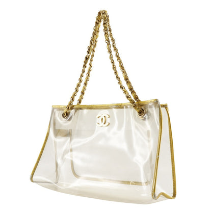 Chanel Tote Bag Plastics Gold / Clear Chain Tote Coco Mark Women