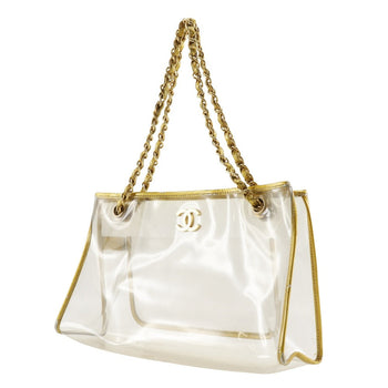 Chanel Tote Bag Plastics Gold / Clear Chain Tote Coco Mark Women