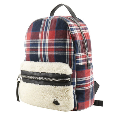 Moncler Backpack Cotton, Wool, Nylon Red Check Pattern New George Zaino Backpack Women