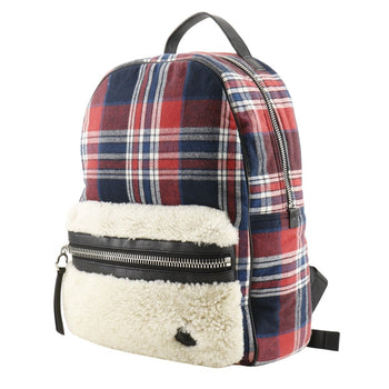 Moncler Backpack Cotton, Wool, Nylon Red Check Pattern New George Zaino Backpack Women