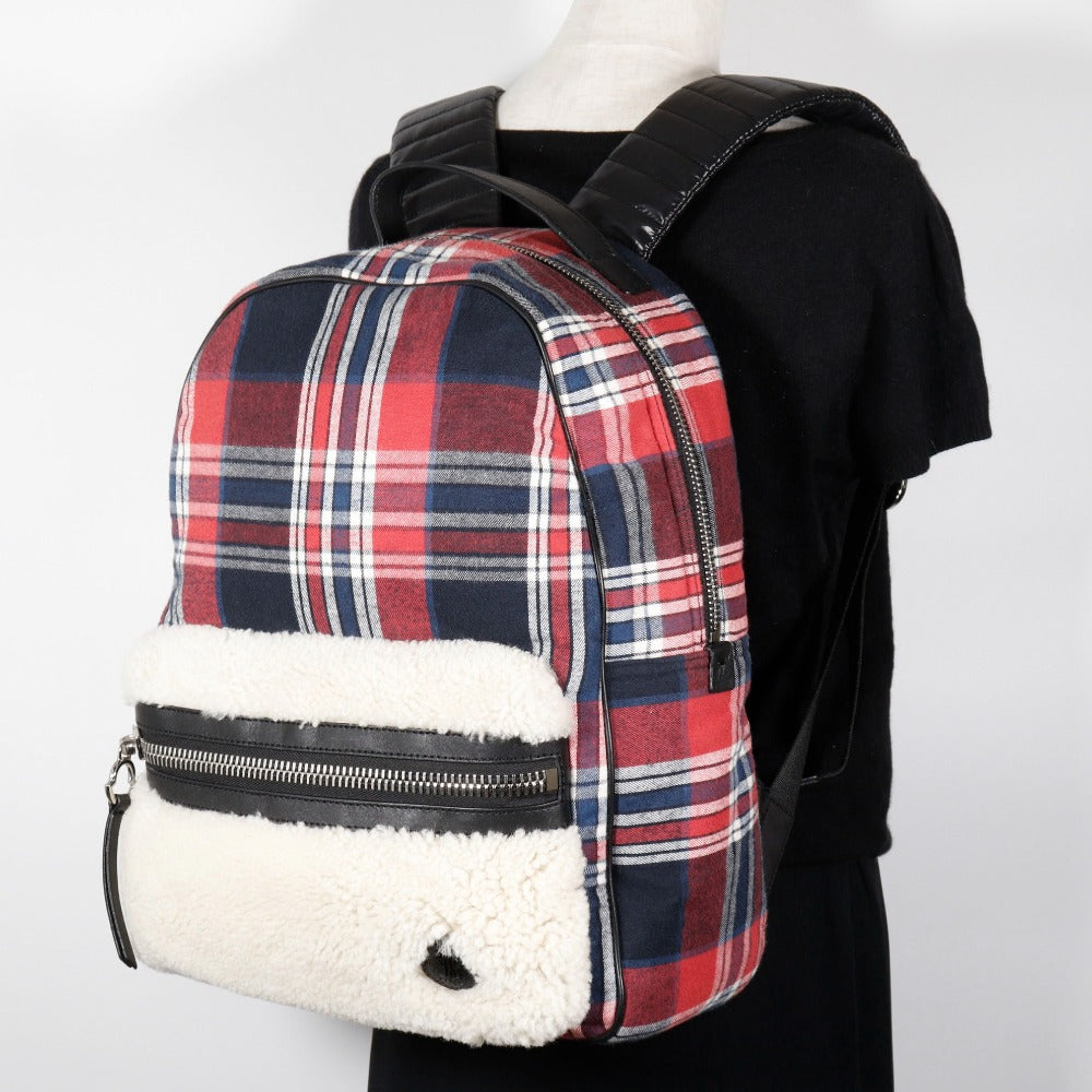 Moncler Backpack Cotton, Wool, Nylon Red Check Pattern New George Zaino Backpack Women