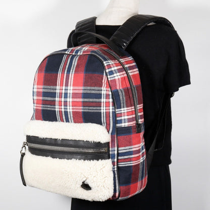 Moncler Backpack Cotton, Wool, Nylon Red Check Pattern New George Zaino Backpack Women