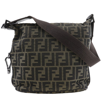 Fendi Shoulder Bag Nylon Canvas Brown One Belt Zucca Women