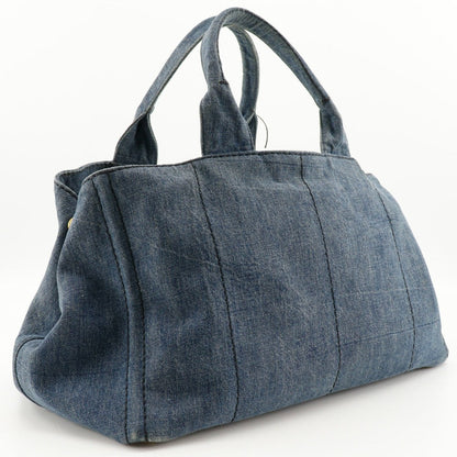 Prada Handbag B1872B Denim Blue Canapal Women