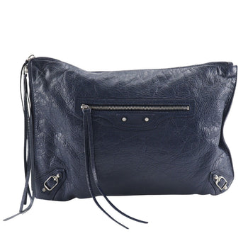 Balenciaga Clutch Bag 362967 Leather Navy Blue Unisex(Unisex)