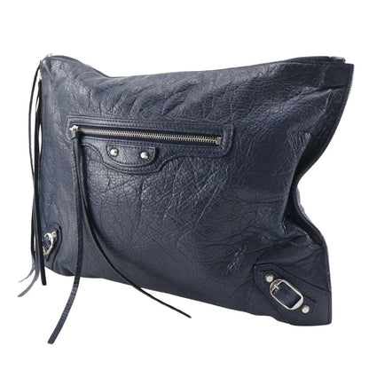 Balenciaga Clutch Bag 362967 Leather Navy Blue Unisex(Unisex)