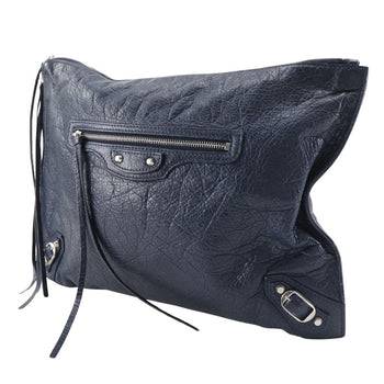 Balenciaga Clutch Bag 362967 Leather Navy Blue Unisex(Unisex)