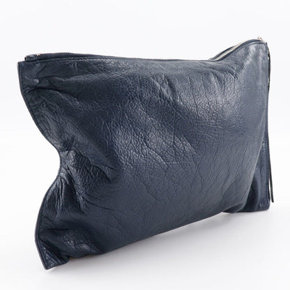 Balenciaga Clutch Bag 362967 Leather Navy Blue Unisex(Unisex)