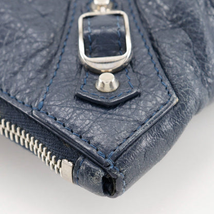 Balenciaga Clutch Bag 362967 Leather Navy Blue Unisex(Unisex)