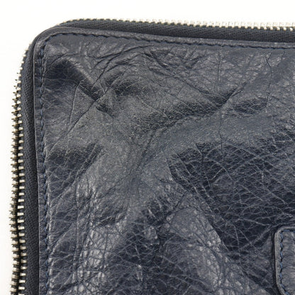 Balenciaga Clutch Bag 362967 Leather Navy Blue Unisex(Unisex)
