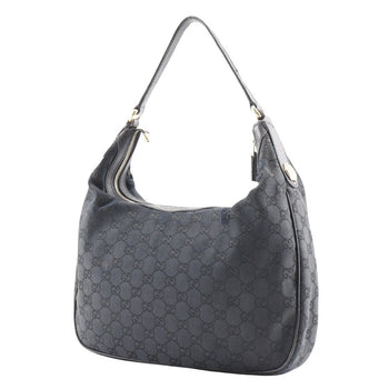 Gucci Shoulder Bag 153010 Gg Canvas Black One Belt Women