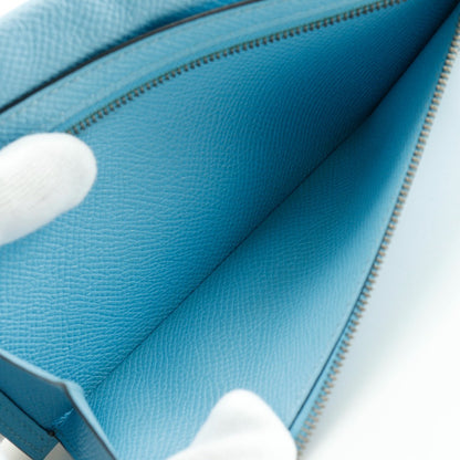 Hermes Long Wallet Purse Epsom Light Blue Beansufla Women