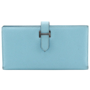 Hermes Long Wallet Purse Epsom Light Blue Beansufla Women
