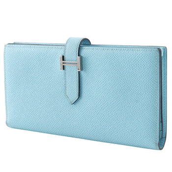 Hermes Long Wallet Purse Epsom Light Blue Beansufla Women