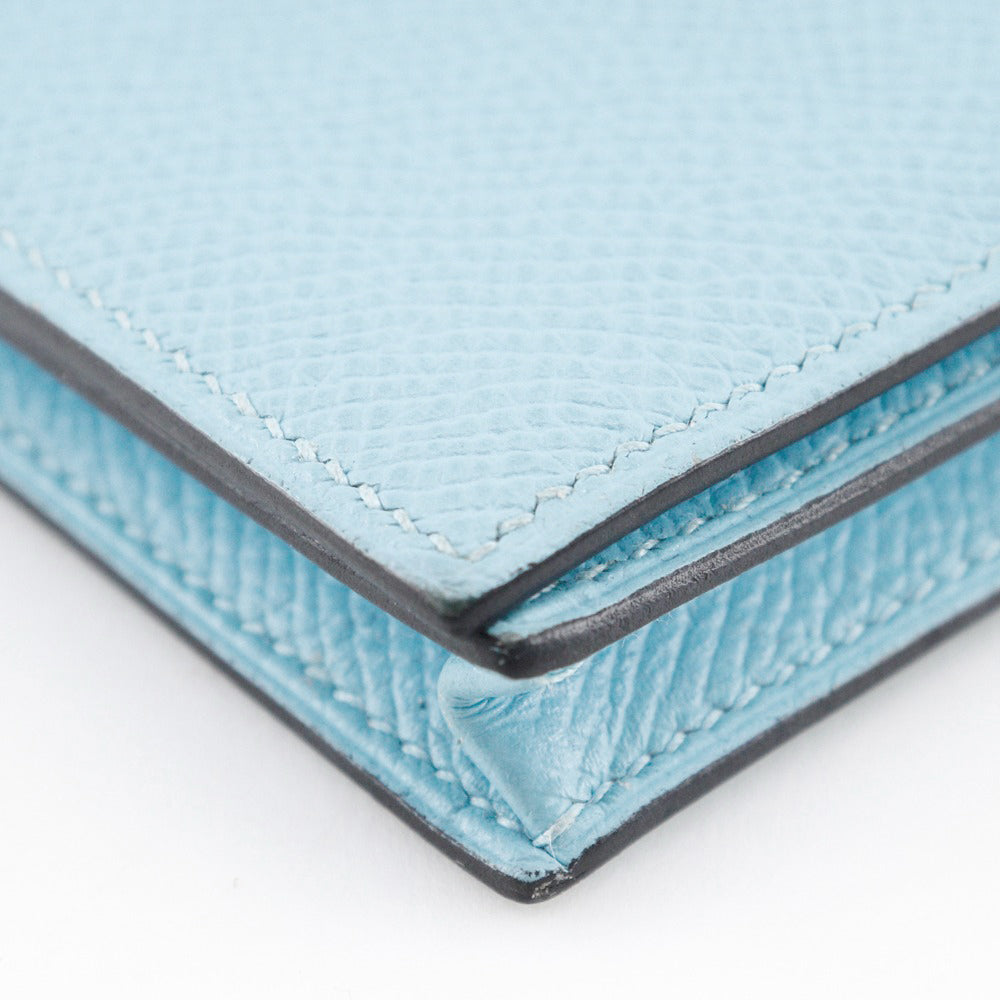 Hermes Long Wallet Purse Epsom Light Blue Beansufla Women