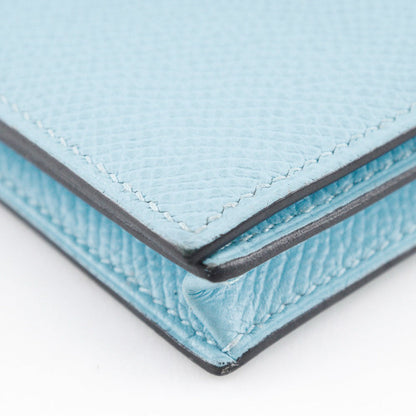 Hermes Long Wallet Purse Epsom Light Blue Beansufla Women