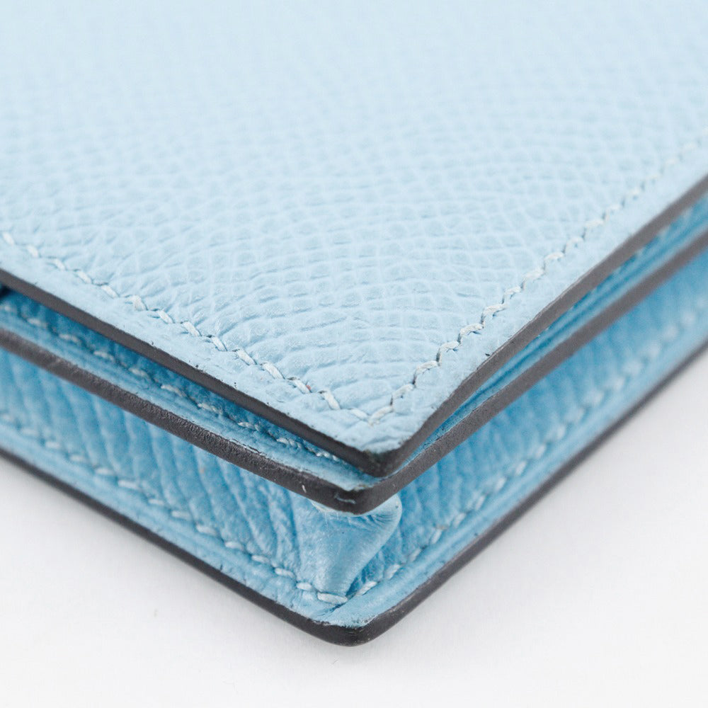 Hermes Long Wallet Purse Epsom Light Blue Beansufla Women