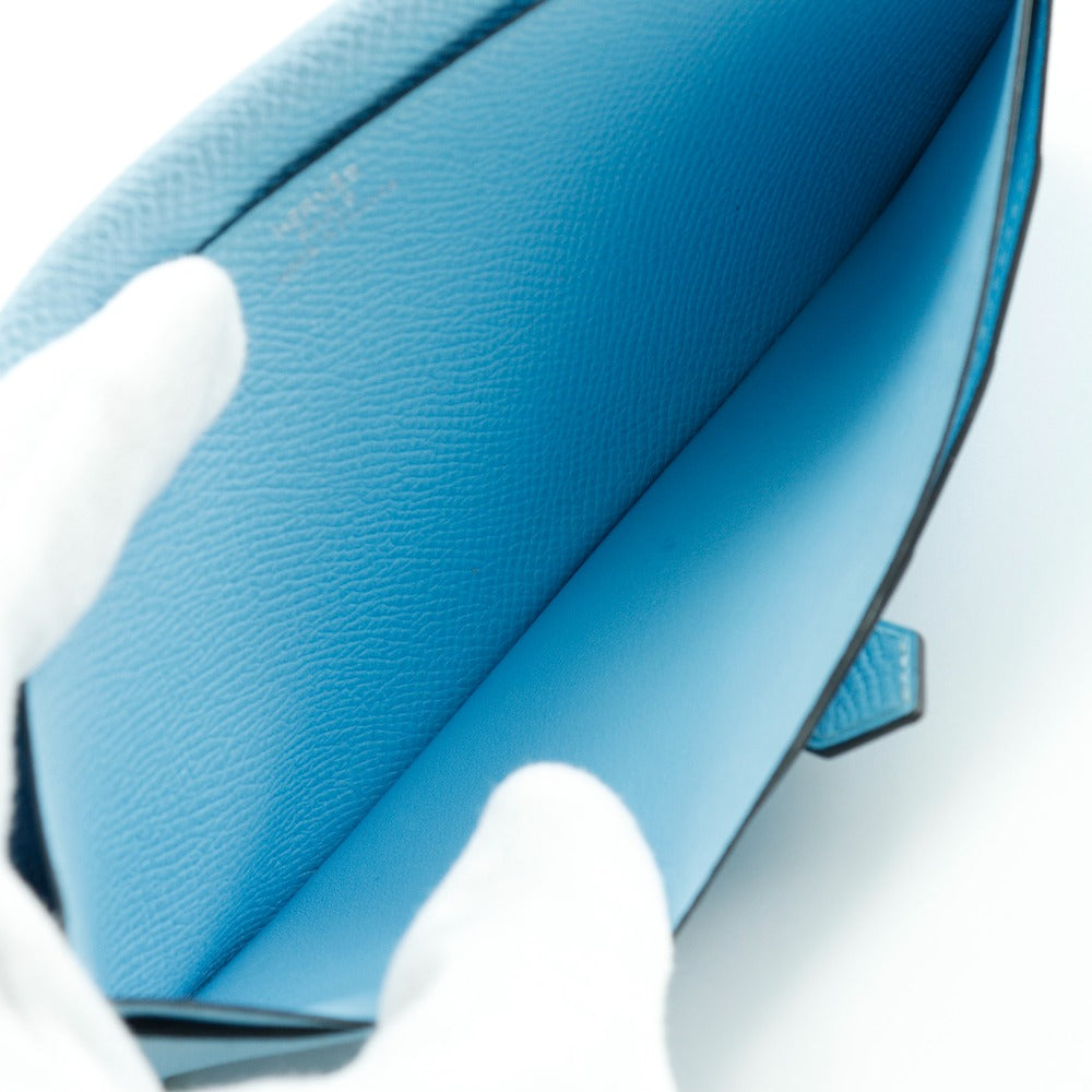 Hermes Long Wallet Purse Epsom Light Blue Beansufla Women